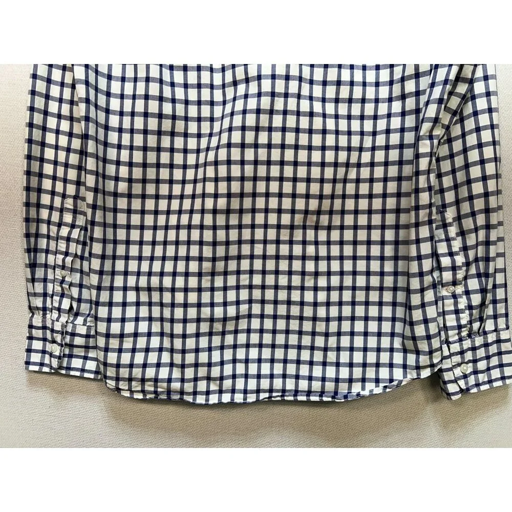 J. Crew Men's Slim Fit Button Down Shirt Long Sleeve Size S Navy White Check